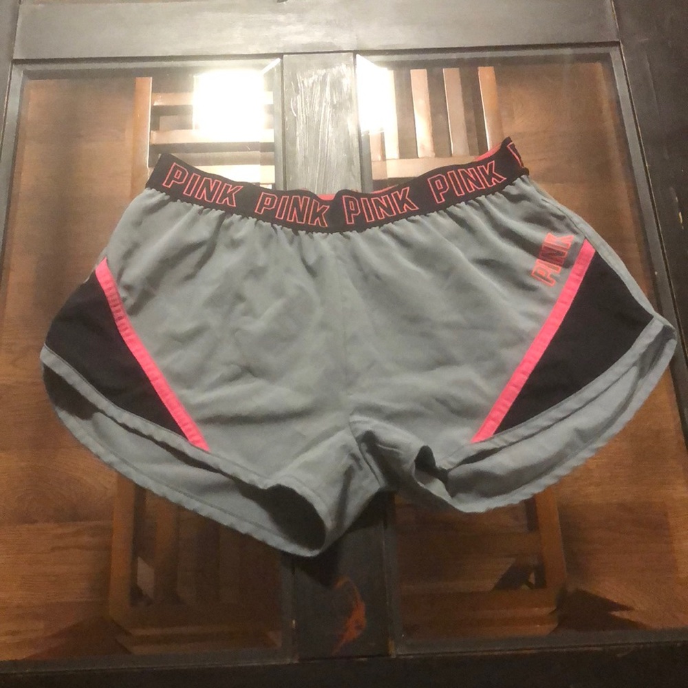 Grey, Pink , and Black PINK Shorts.